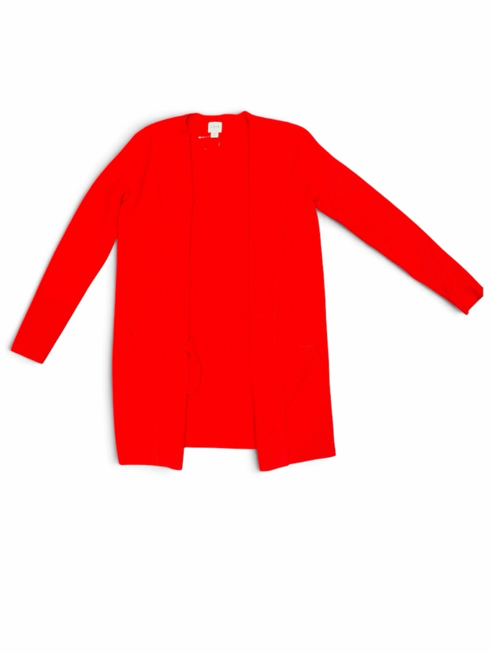 NWOT J. Crew Sz XXS Red Open Front Longline Cardigan 100% Cotton